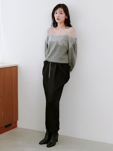 SNIDEL｜レーストリミングニットプルオーバー | Rakuten Fashion(楽天