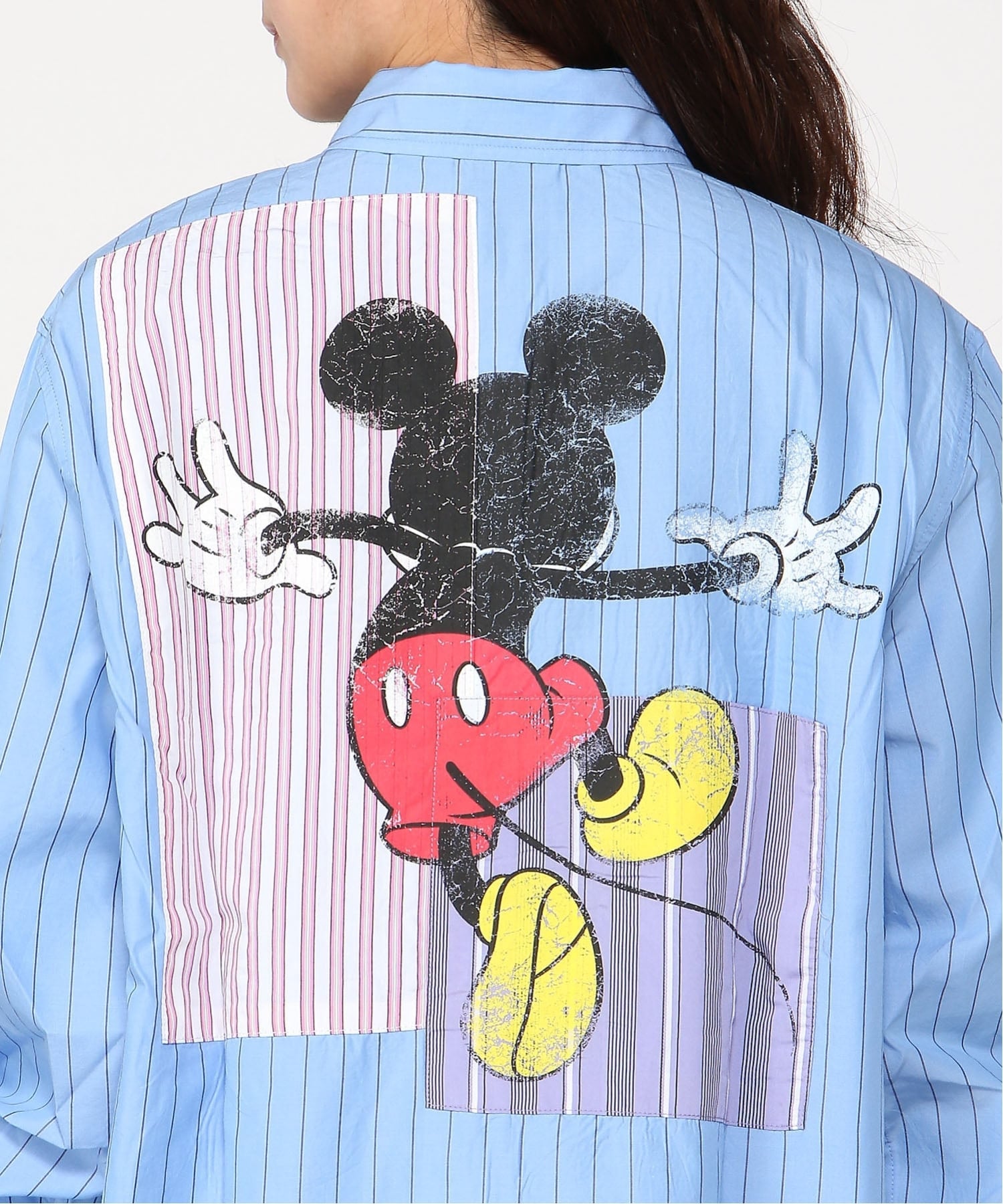 Desigual｜ミッキーマウスプリント ブルーストライプ オーバーサイズ