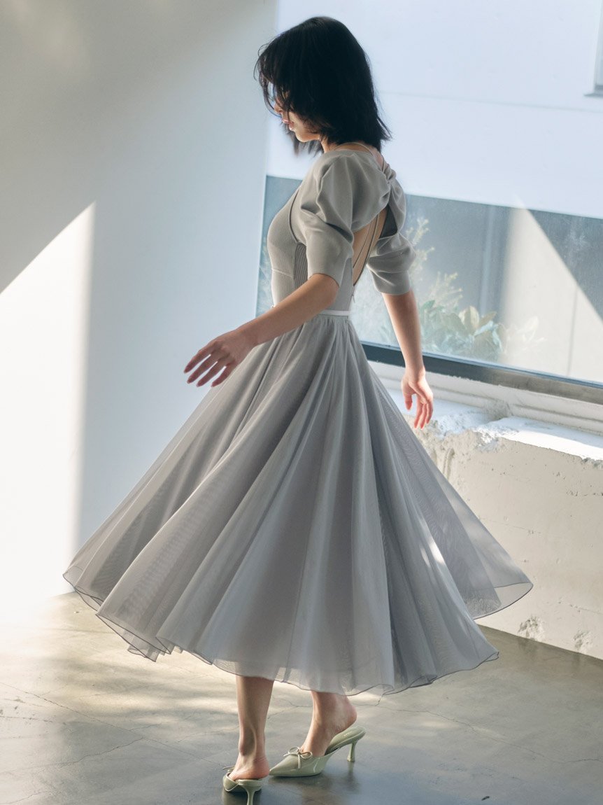 SNIDEL｜【Chacott】ニット×チュールコンビワンピース | Rakuten