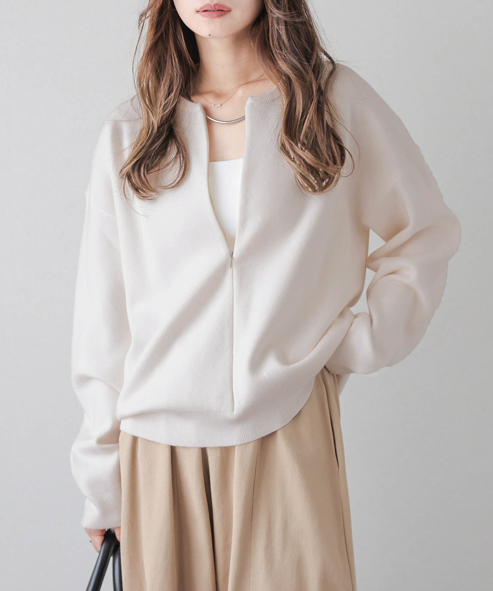 Lajour｜センタージップアップニットトップス | Rakuten Fashion(楽天