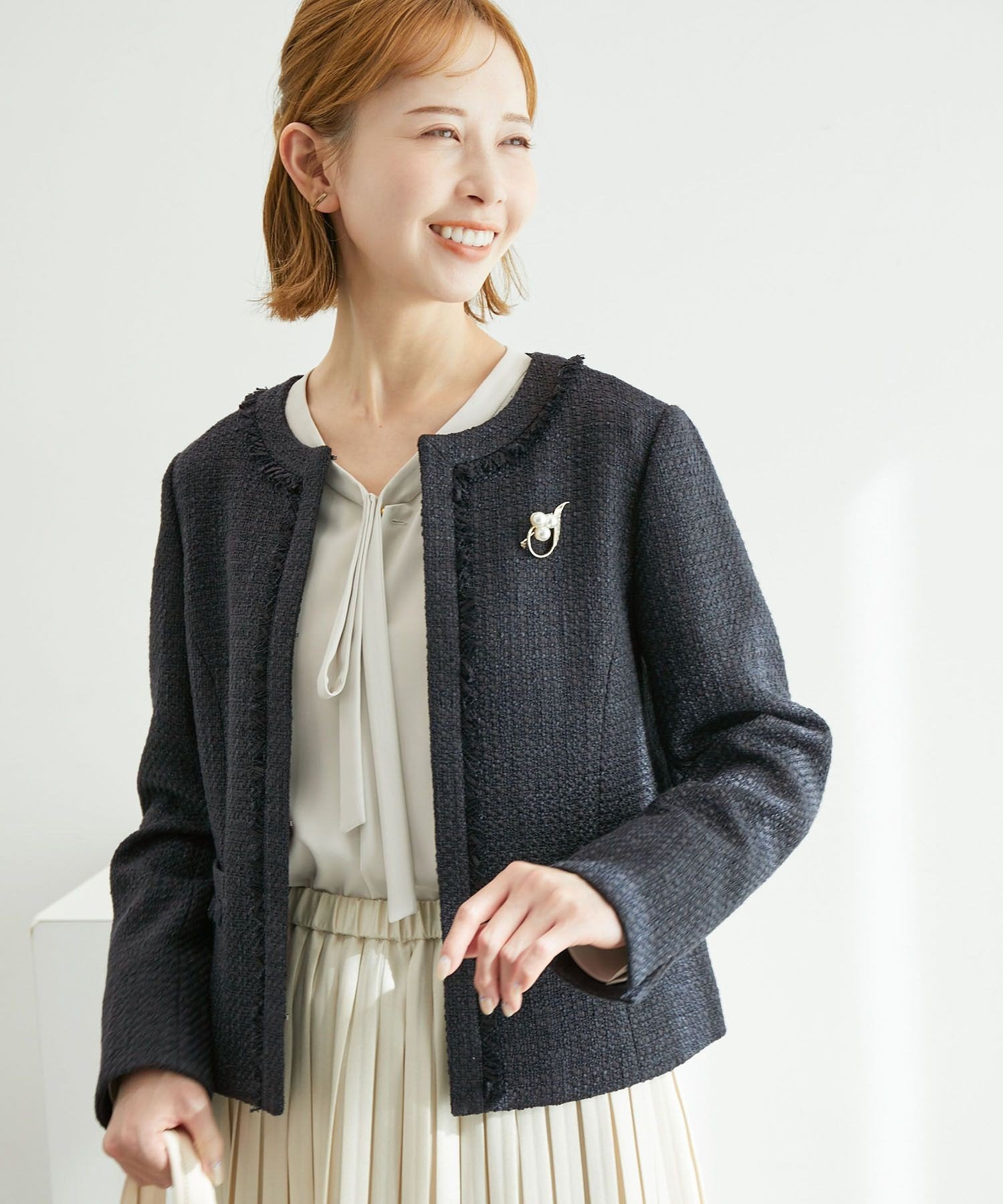 ROPE' PICNIC｜リボンテープツイードフリンジジャケット/セレモニー