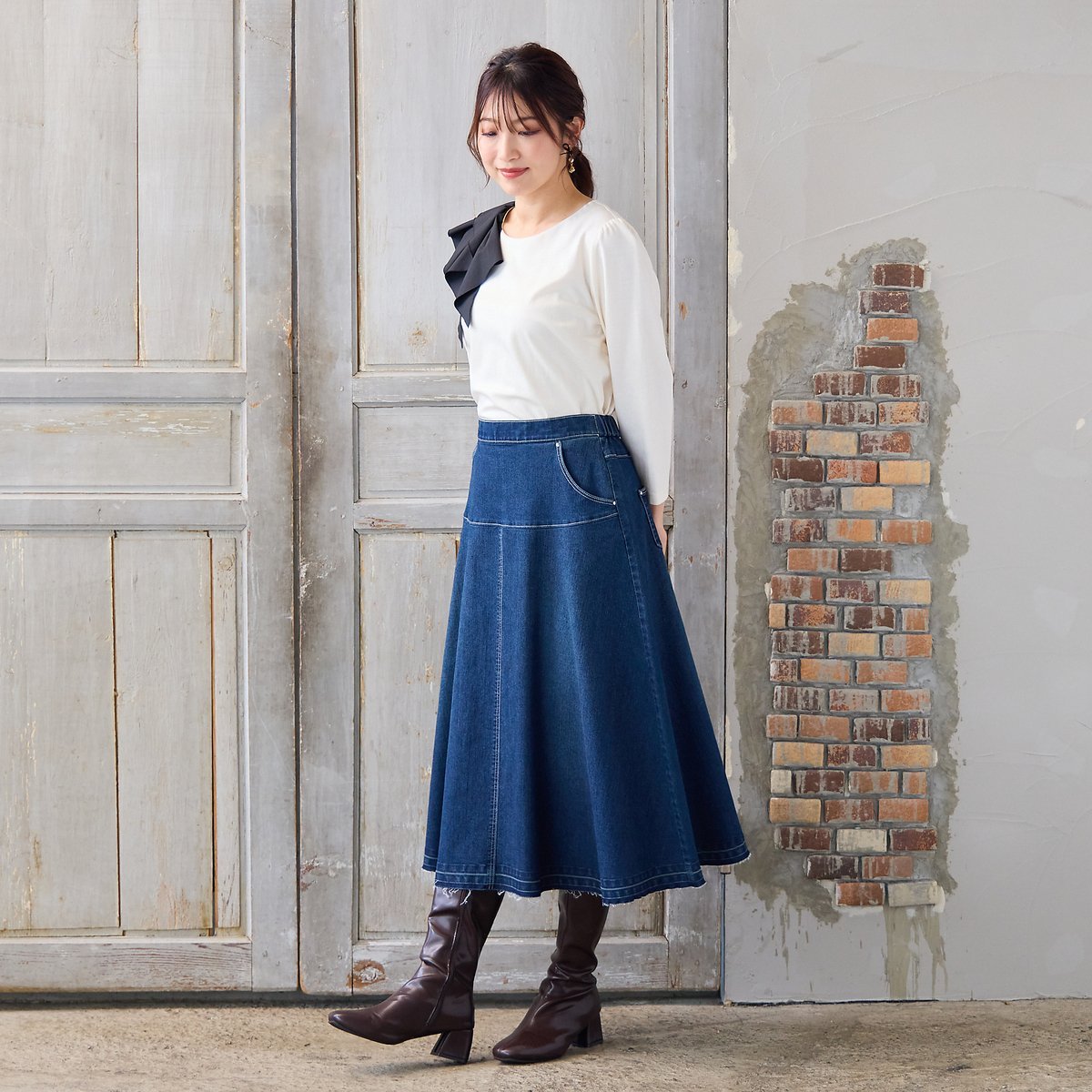 Rose Tiara｜【手洗いOK】フレアデニムスカート | Rakuten Fashion