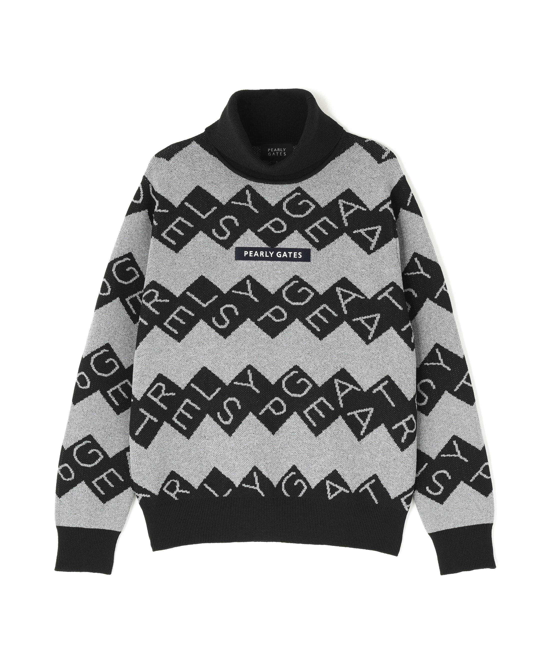 PEARLY GATES｜ダブルJQロゴギザボーダー柄タートルネックニットプル