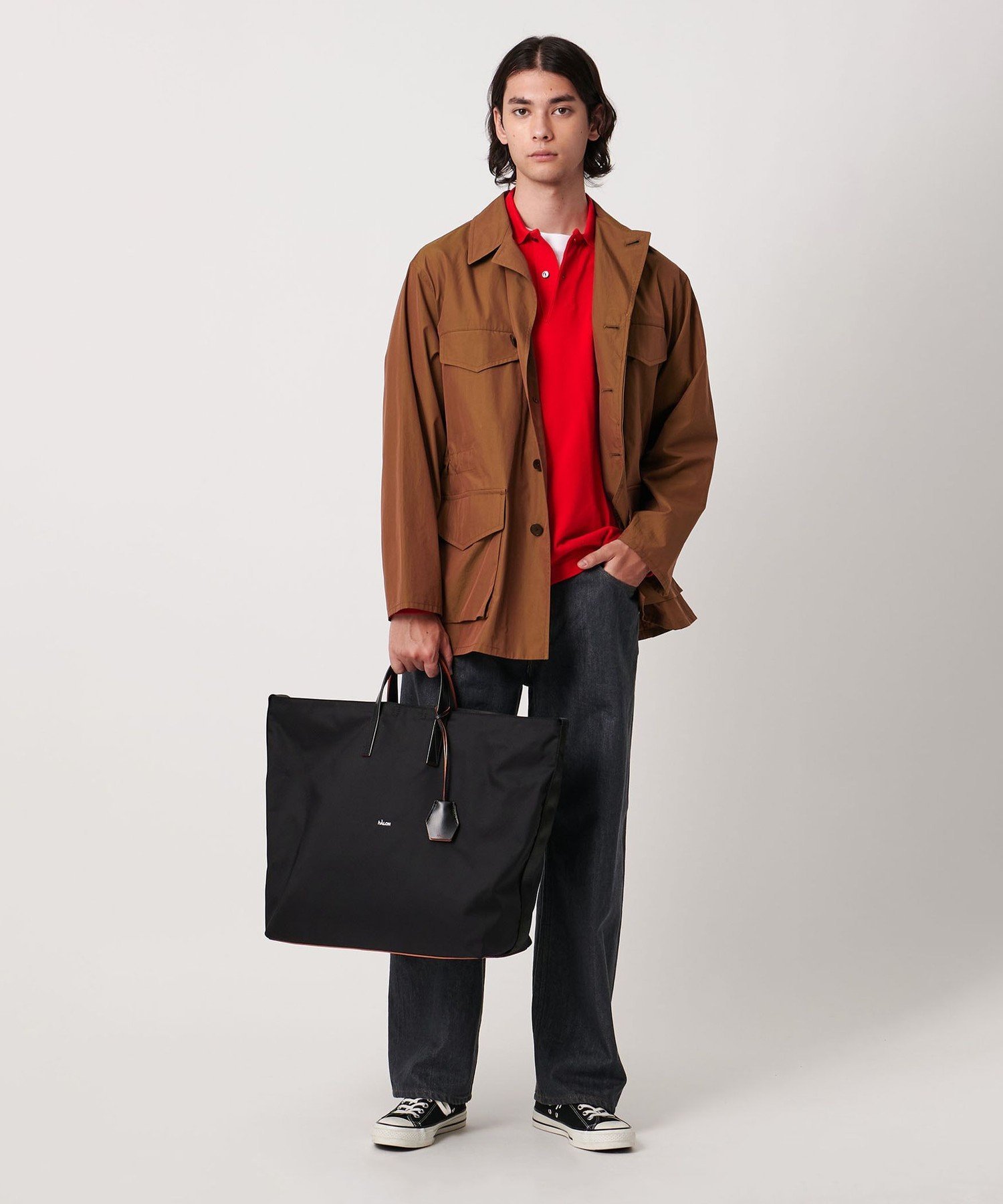 【美品】hALON パディング ビッグトートバッグ（アローズ、ナイロンバック） hALON（アーロン）の「＜hALON＞ パディング ビッグトートバッグ