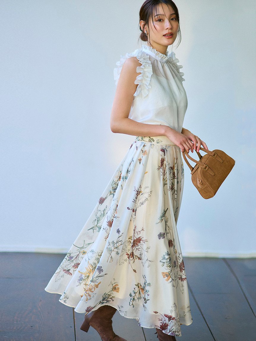 FRAY I.D｜ボタニカルプリントシアータックスカート | Rakuten Fashion