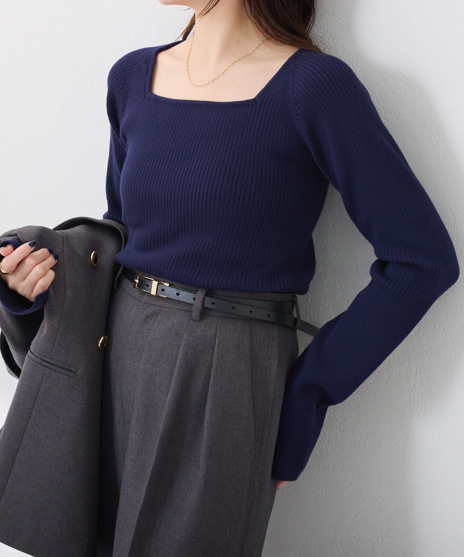 COLLAGE GALLARDAGALANTE｜深スクエアリブニット | Rakuten Fashion