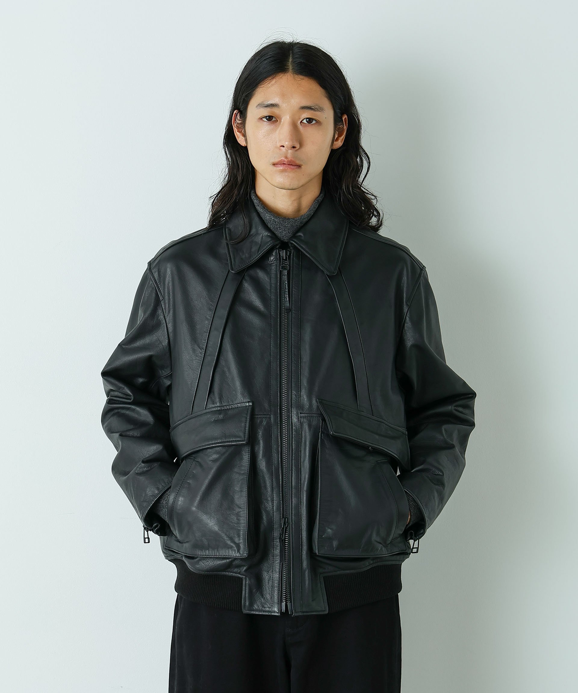 NANO universe｜「HOTEL PALACE」 シングルライダース レザーJKT