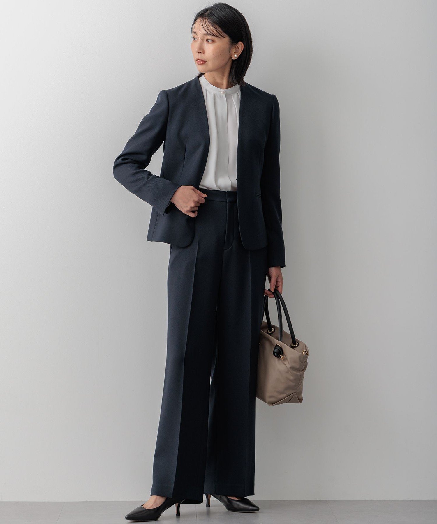 23区｜【洗える】ウールライクカルゼ ノーカラージャケット | Rakuten