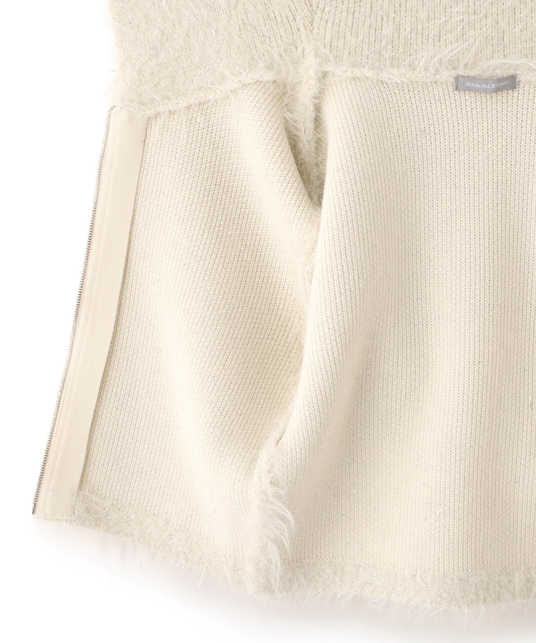 JILL by JILL STUART｜ラメフェザービッグカラーニットブルゾン