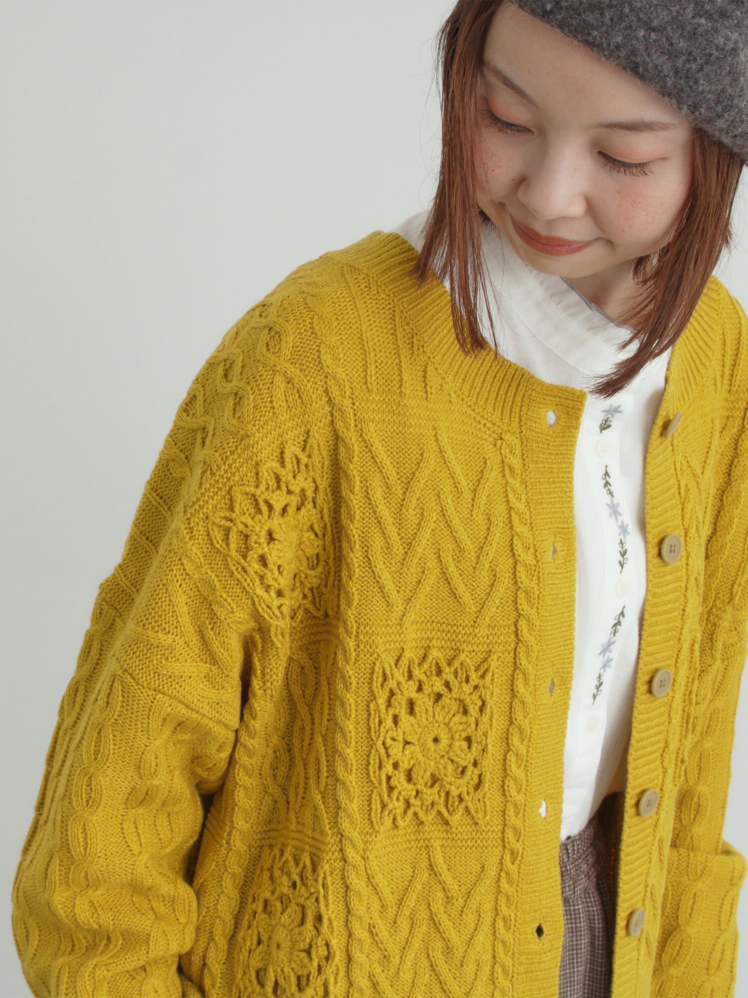 Samansa Mos2｜クロシェ風パッチワークニットカーディガン | Rakuten