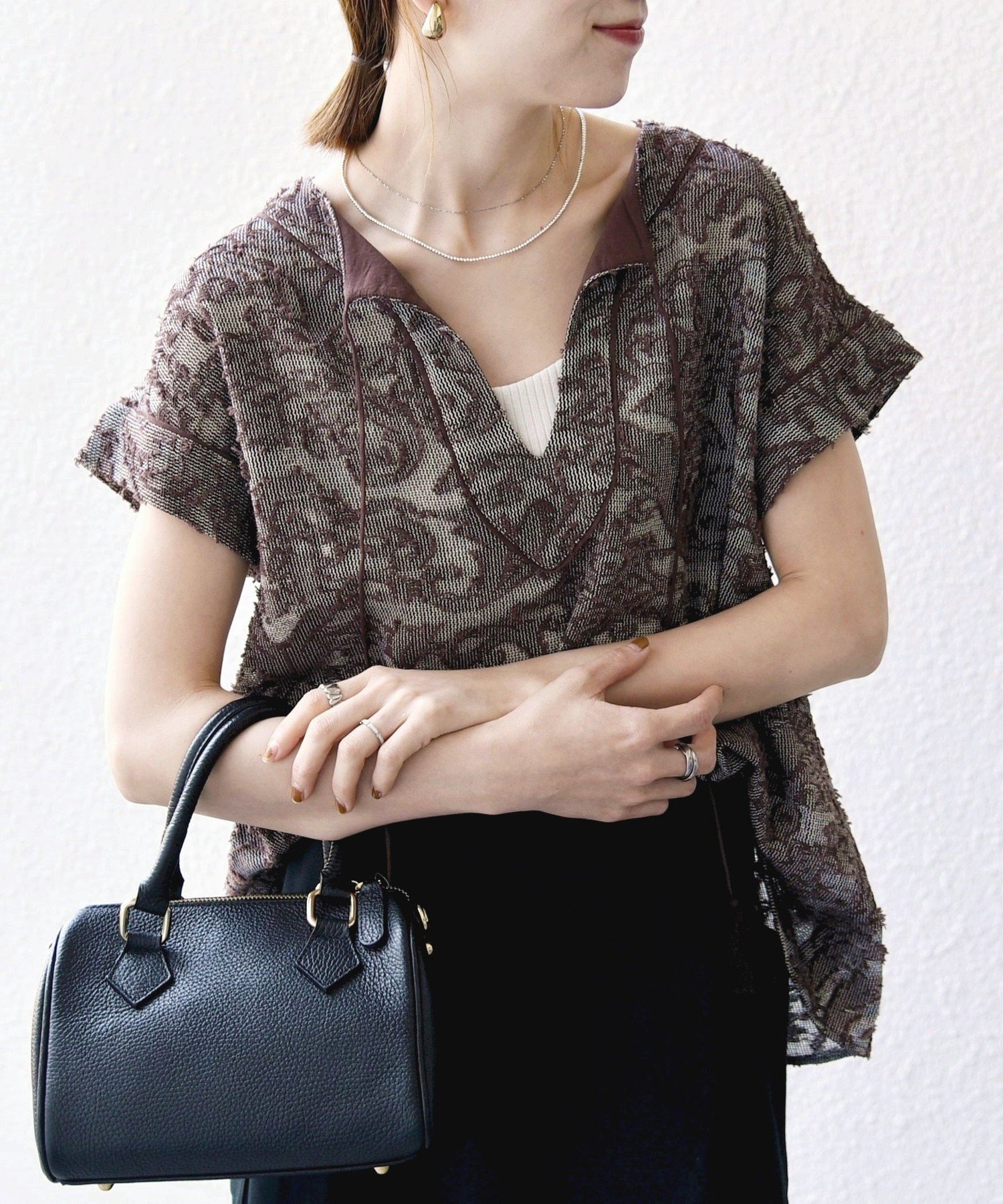 SHIPS any: ♡メッシュ ジャカード カフタン スキッパー ブラウス SHIPS｜SHIPS any:<手洗い可能>メッシュ ジャカード カフタン