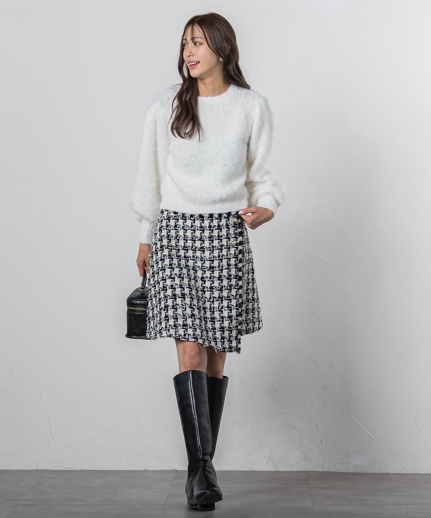 QUEENS COURT｜千鳥ツイードミニスカート≪セットアップ対応
