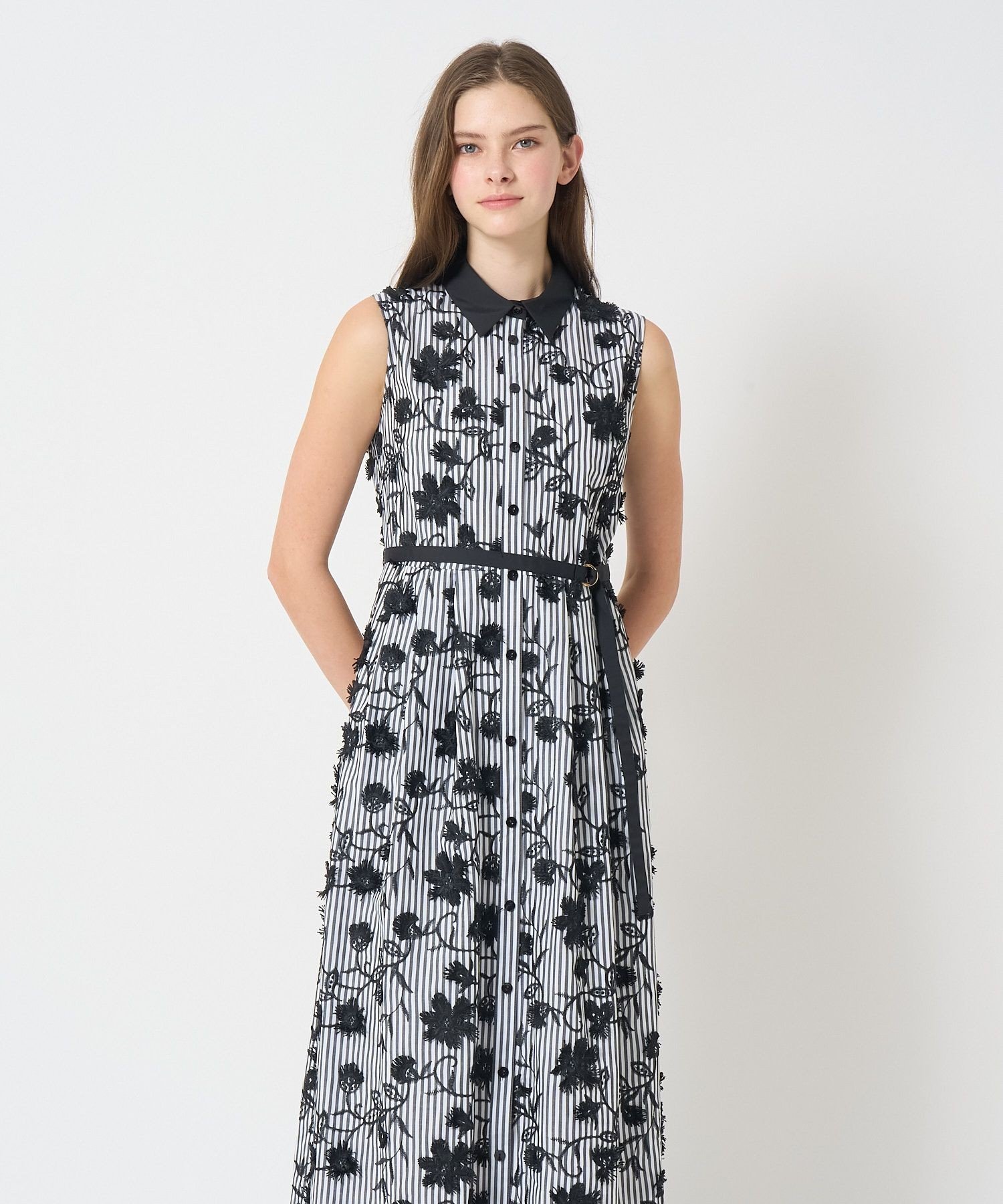 ワンピース タイプライター刺繍シャツワンピース SHIPS any:〈洗濯機