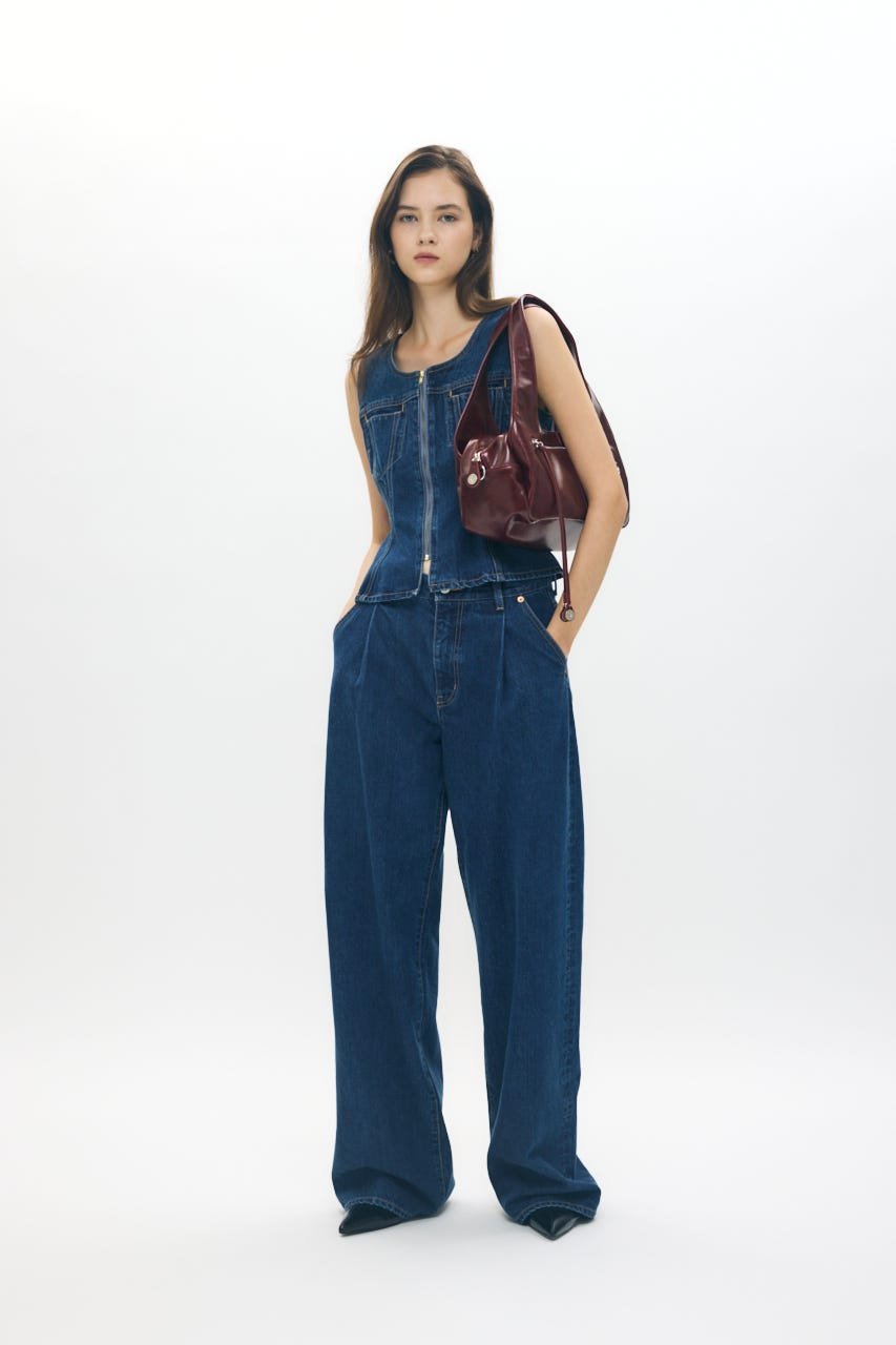 moussy｜TUCK WIDE ストレートデニム | Rakuten Fashion(楽天