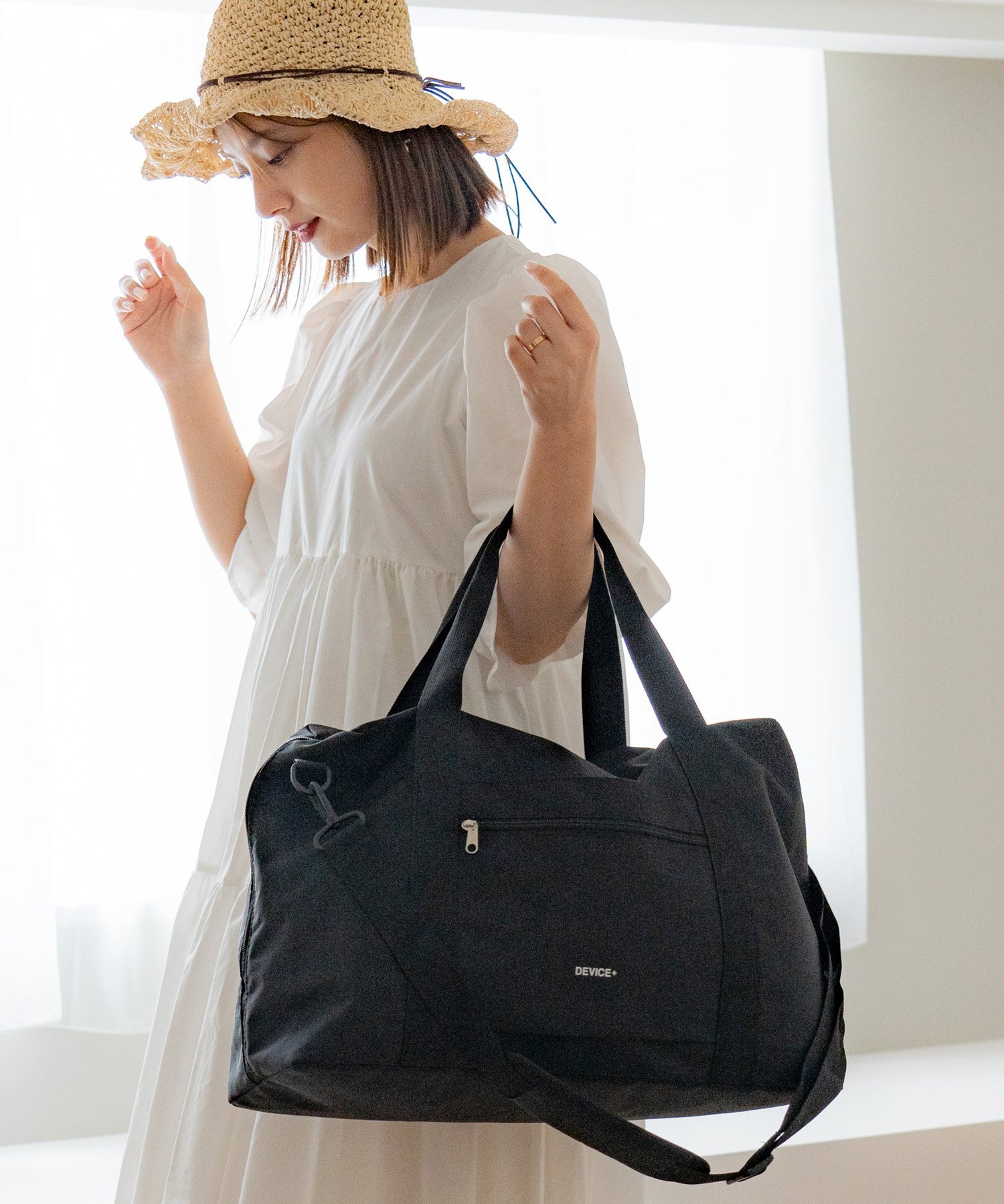 DEVICE｜【折りたたんで収納可能】 大容量 ボストンバッグ 大型 買い物