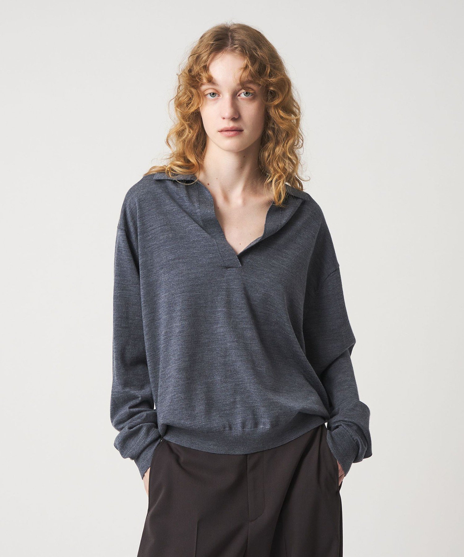 ＜6(ROKU)＞シャギー スキッパー プルオーバー ニット 6(ROKU)＞シャギー スキッパー プルオーバー