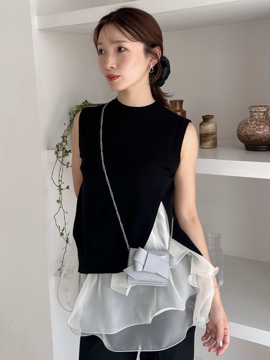 FRAY I.D｜【WEB限定カラー】ラッフルフリルレイヤーニット | Rakuten