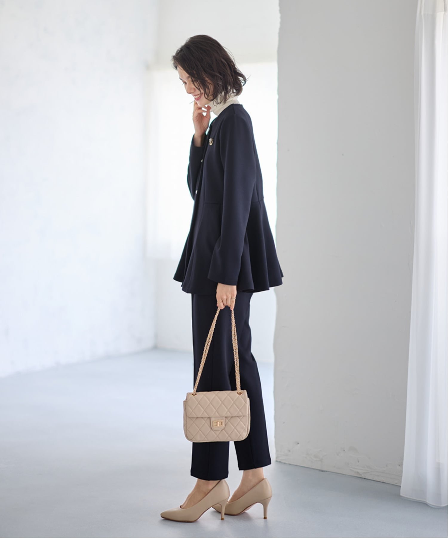 GeeRA｜【2点セット】ペプラムジャケットテーパードパンツセットアップ