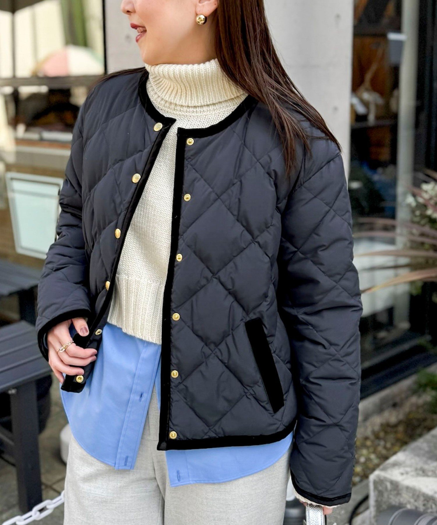 NOLLEY'S｜【TAION×LIMONTA】別注ベロアパイピングショートダウン