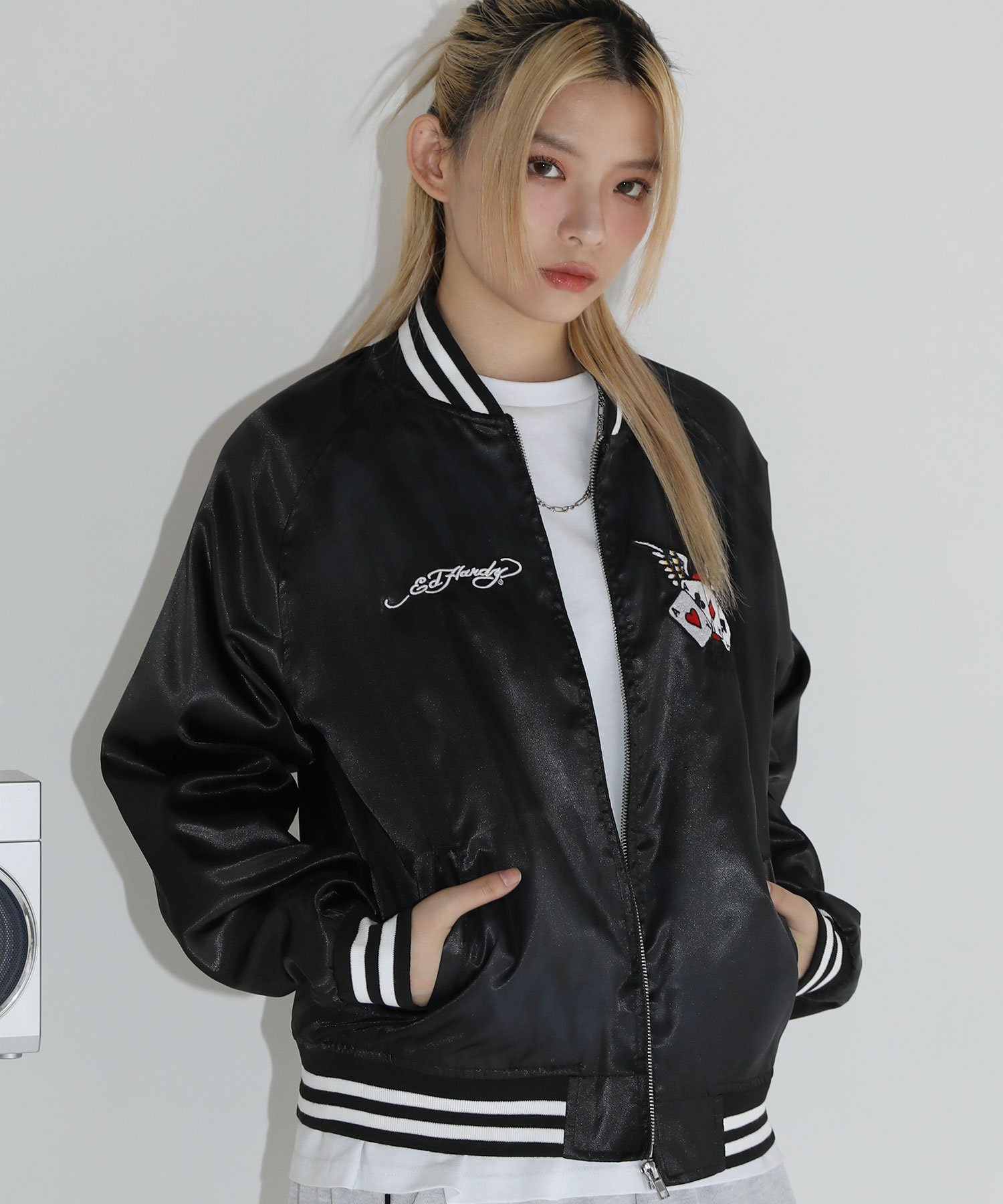 90s　ビンテージ　スカジャン　和柄刺繍　トラックジャケット　Y2K　グレー　黒 楽天市場】朧 おぼろ ヴィンテージスカル 柄 刺繍 和柄 スカジャン