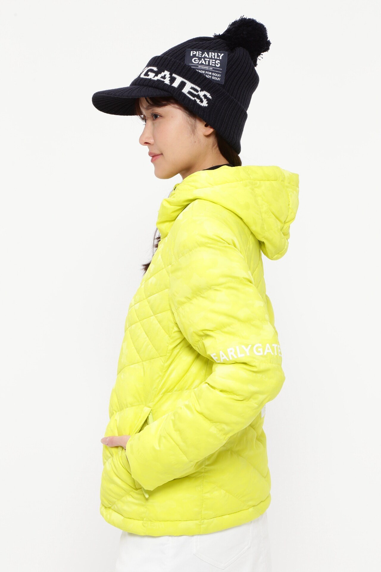 PEARLY GATES｜Nyストレッチ中綿フーディブルゾン <カモフラジャガード