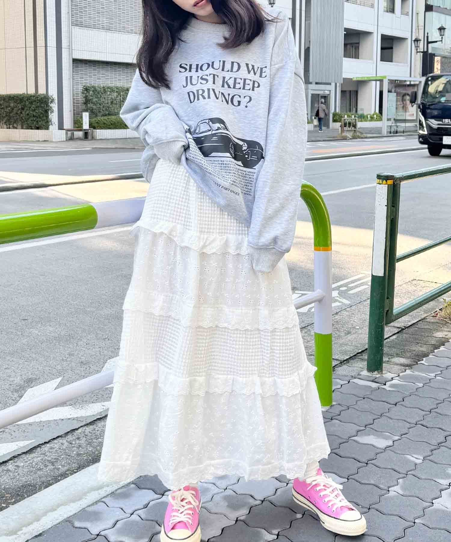 Outfitter lab｜コットンフラワーレースティアードスカート | Rakuten