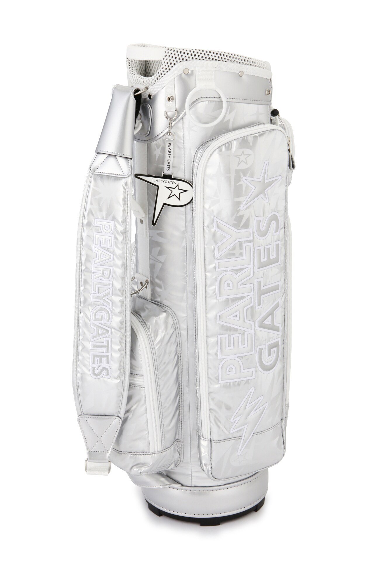 PEARLY GATES キャディバッグ ホワイト♡ ロゴワッペンスタンド式キャディバッグ (46インチ対応) (UNISEX