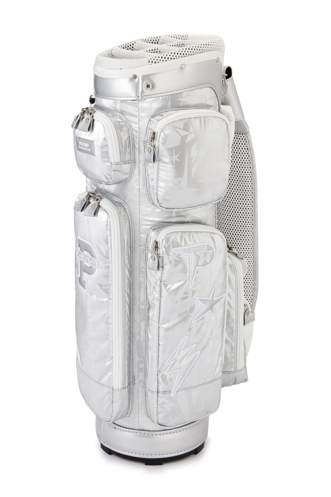 PEARLY GATES キャディバッグ ホワイト ロゴワッペンスタンド式キャディバッグ (46インチ対応) (UNISEX