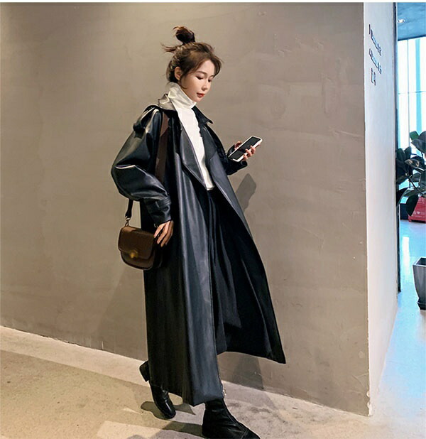 楽天市場】PU フェイクレザート レザージャケット ロングジャケット