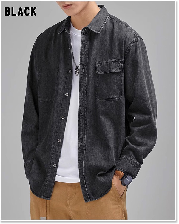 楽天市場】デニムシャツ メンズ 長袖 春 秋 冬 ダンガリーシャツ