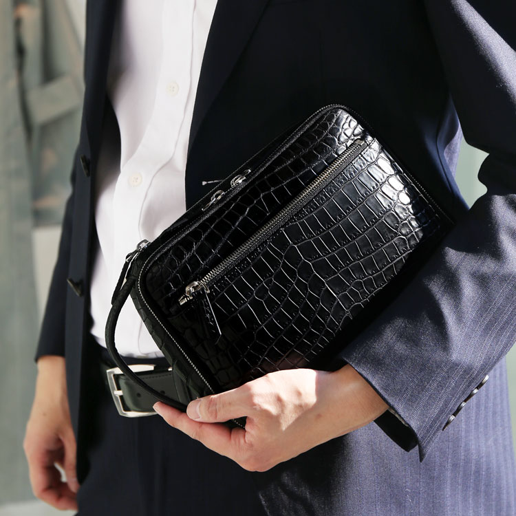 楽天市場】クロコダイル セカンドバッグ メンズ センター取り マット