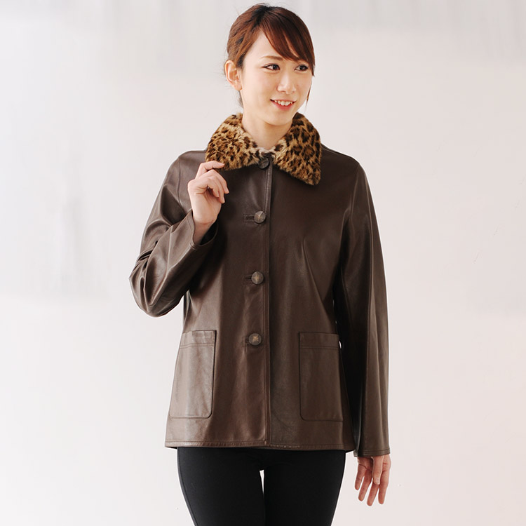 楽天市場】ラム ジャケット リバーシブル ラビット襟 アウター レザー