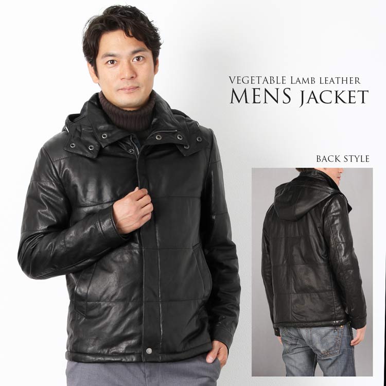 楽天市場】レザー ジャケット メンズ ベジタブル加工 フード月