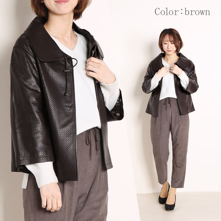 楽天市場】レザー ジャケット 七分袖 レディース レザージャケット