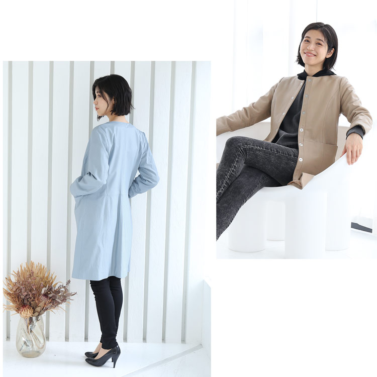 楽天市場】レザー コート アウター レディース ラムレザー 本革 ノー