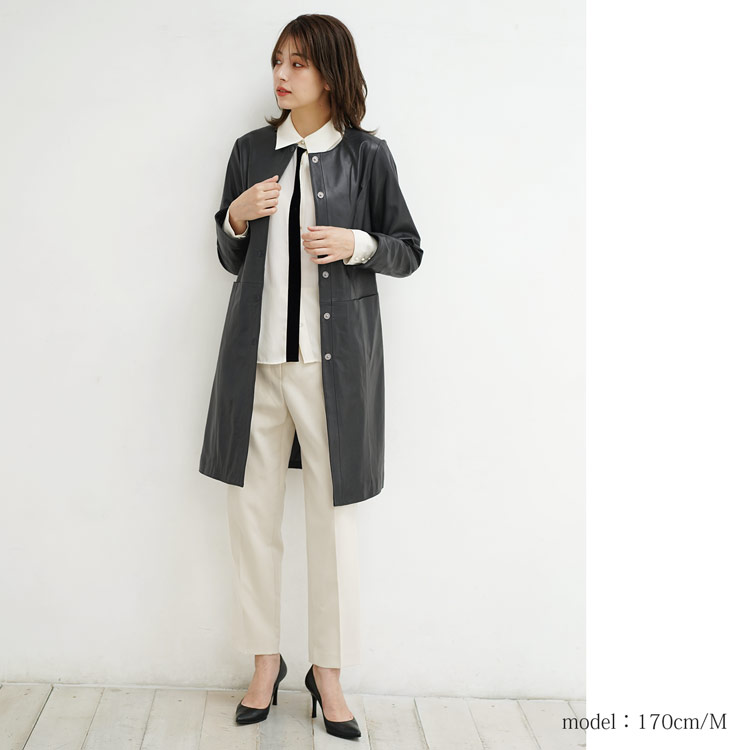 楽天市場】レザー コート アウター レディース ラムレザー 本革 ノー