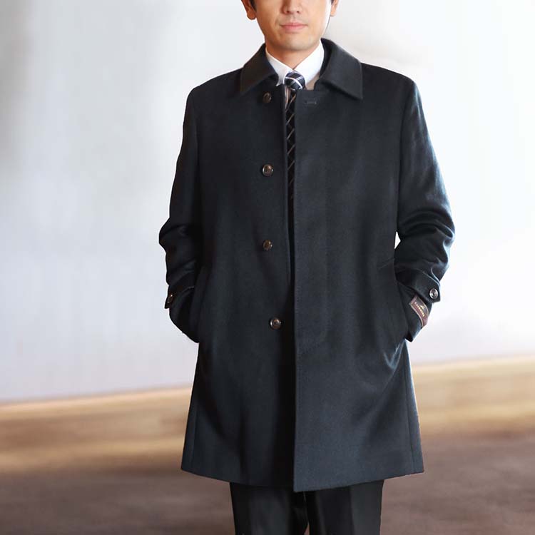楽天市場】ステンカラーコート メンズ カシミヤ100% HALEINE ダーク