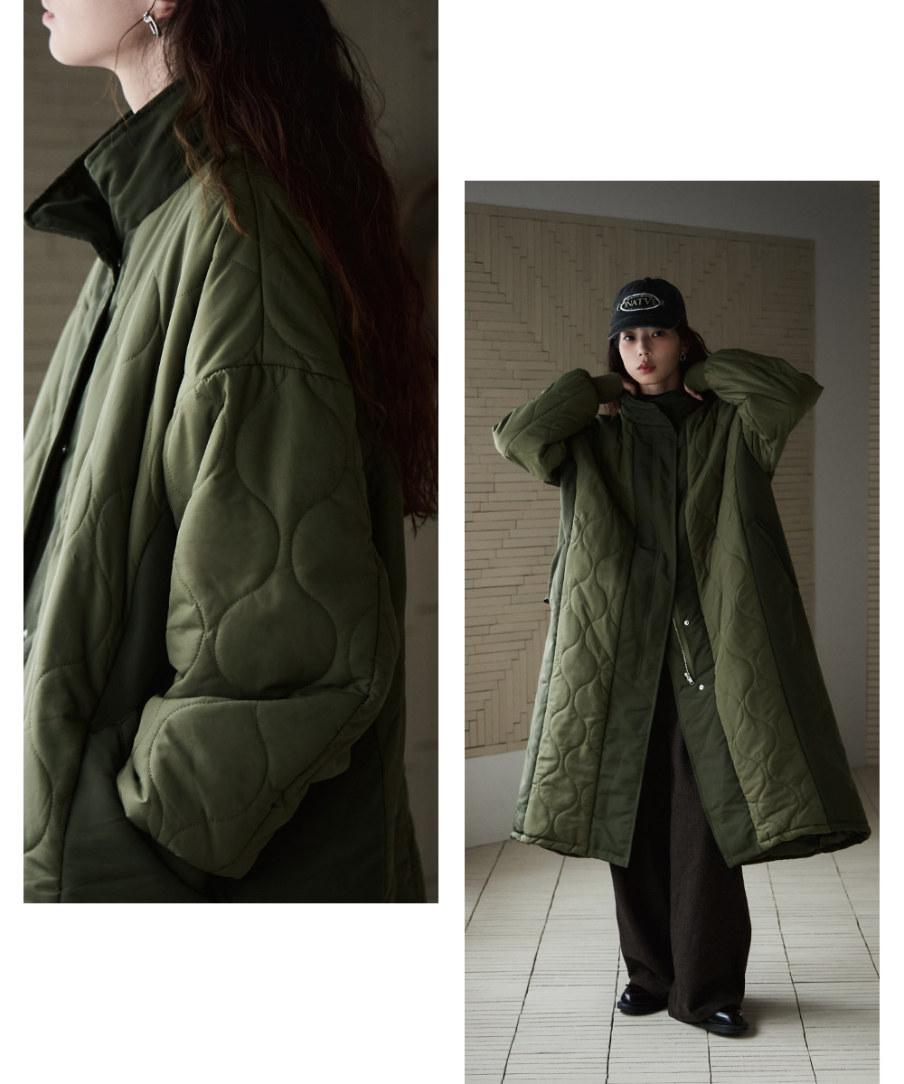 楽天市場】キルティング切替オフラインロングコート アウター コート
