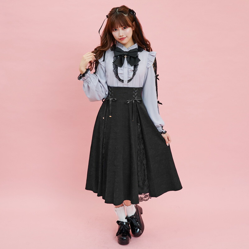 楽天市場】レース切替バラ柄ジャガードミディスカート9/27 12:00 再