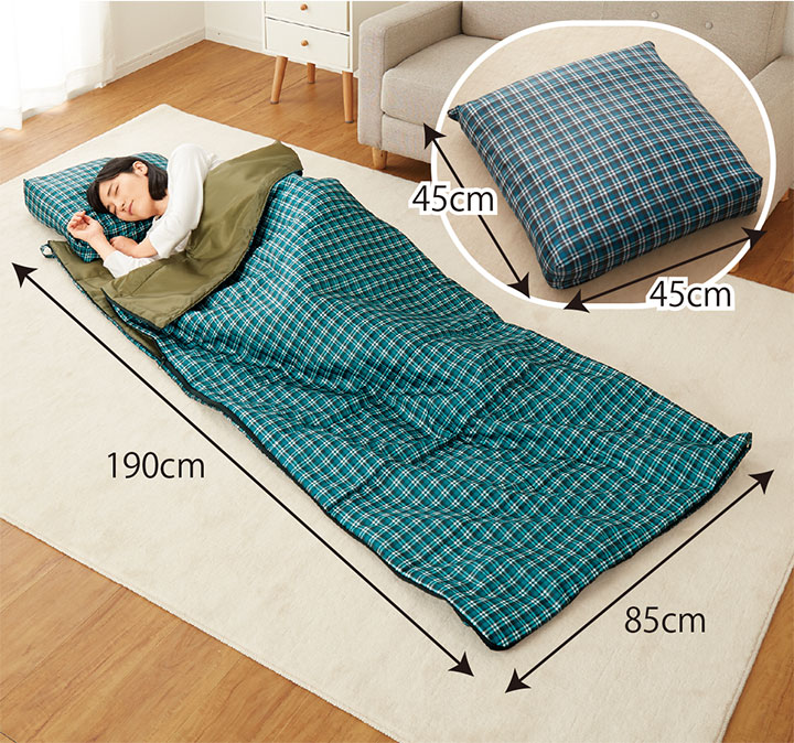 楽天市場】アルミシート入り洗える寝袋チェックG 収納袋付 ファスナー