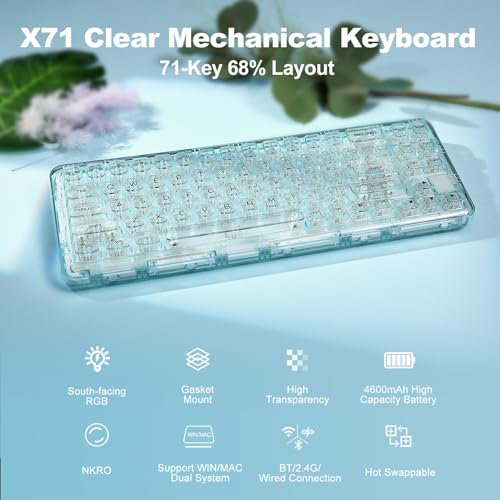 楽天市場】YUNZII X71 メカニカルゲーミングキーボード 透明キー