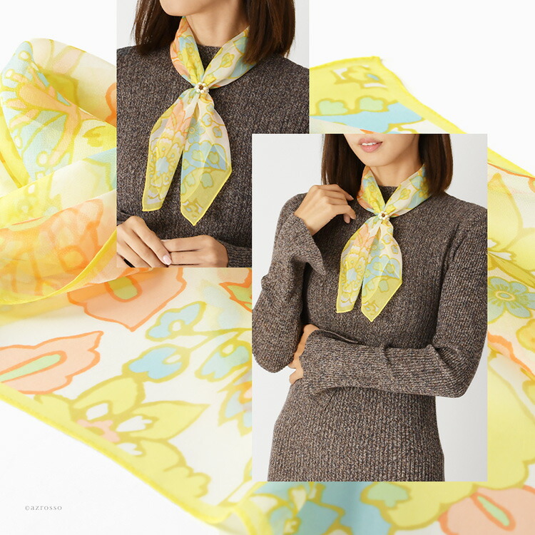 楽天市場】日本製 ミニ スカーフ シルク プチ スカーフ 正方形 55cm