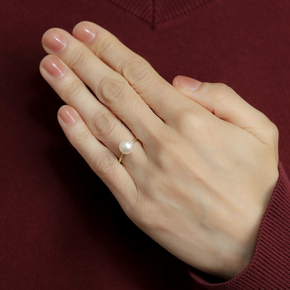 楽天市場】k18 パール リング 普段使い シンプル 重ね着け 真珠指輪