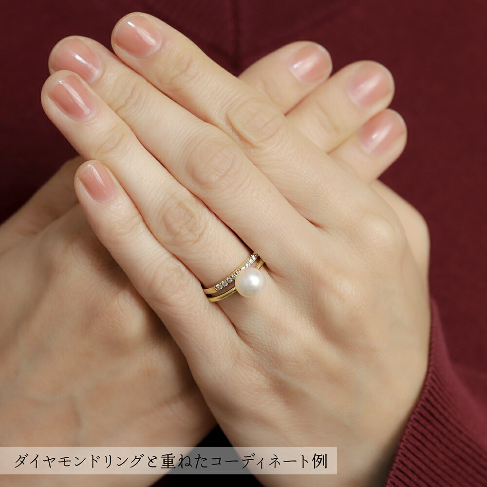 楽天市場】k18 パール リング 普段使い シンプル 重ね着け 真珠指輪