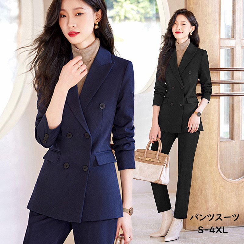 楽天市場】ダブルスーツ（カラーネイビー）（レディースファッション