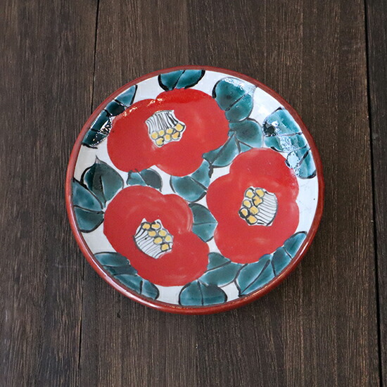 楽天市場】椿文 赤 豆皿 笠間焼 井上憲一郎 直径120×高さ25mm : 伝統