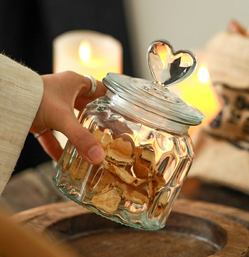 楽天市場】ガラスキャニスター ハート蓋付き おしゃれ ガラス 保存容器