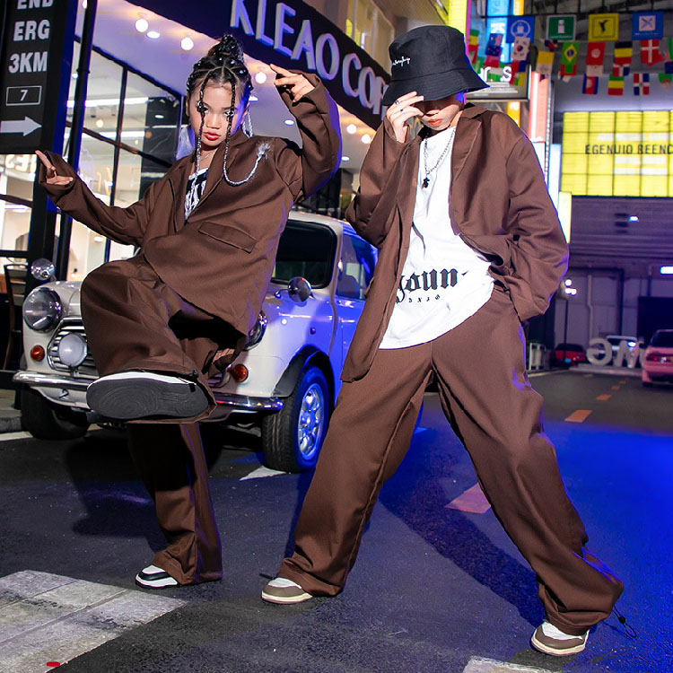 楽天市場】ダンス衣装 スーツ キッズ 茶色 セットアップ 女の子 男の子