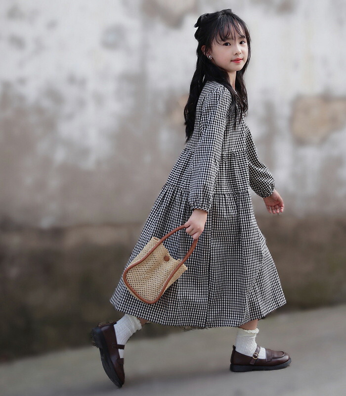 楽天市場】チェック ワンピース レース キッズワンピース 韓国風