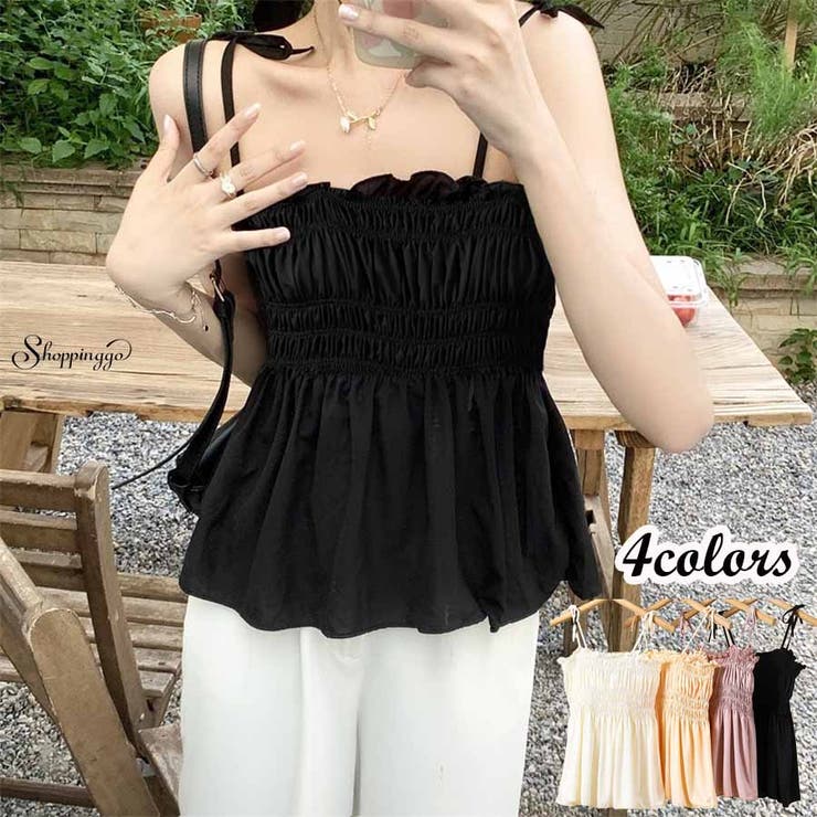 楽天市場】shoppinggo キャミソール 肩紐 リボントップス フリル